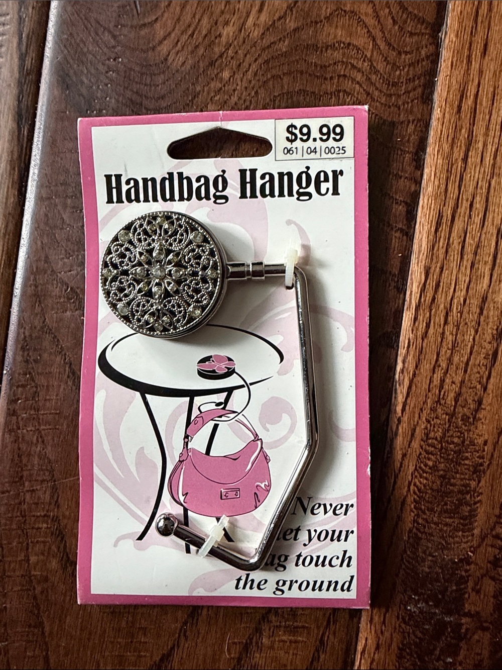 NWT Target Silver Handbag Hanger with Decorative Round Medallion